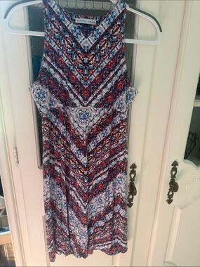 Athleta Navy, Red & White Geo-Print Sleeveless Midi Dress women’s S